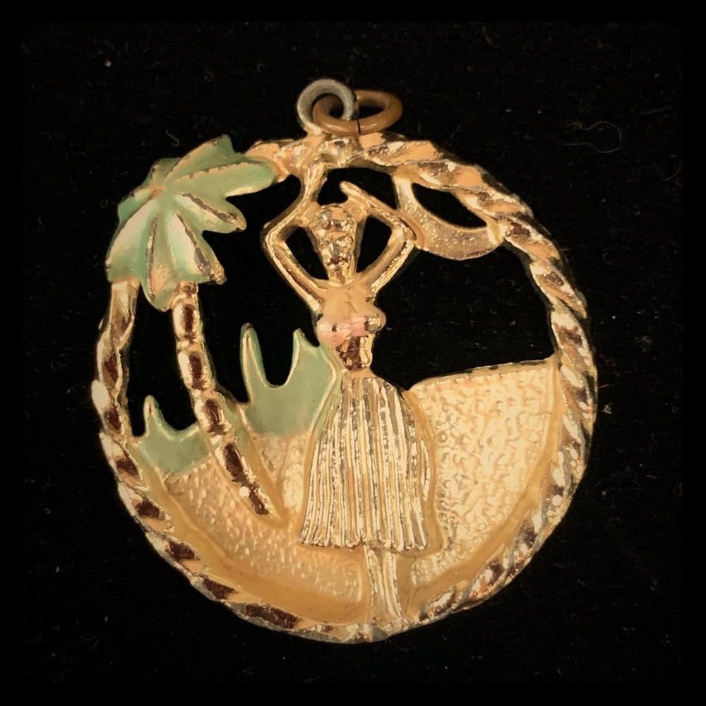 Hula girl vintage pendant